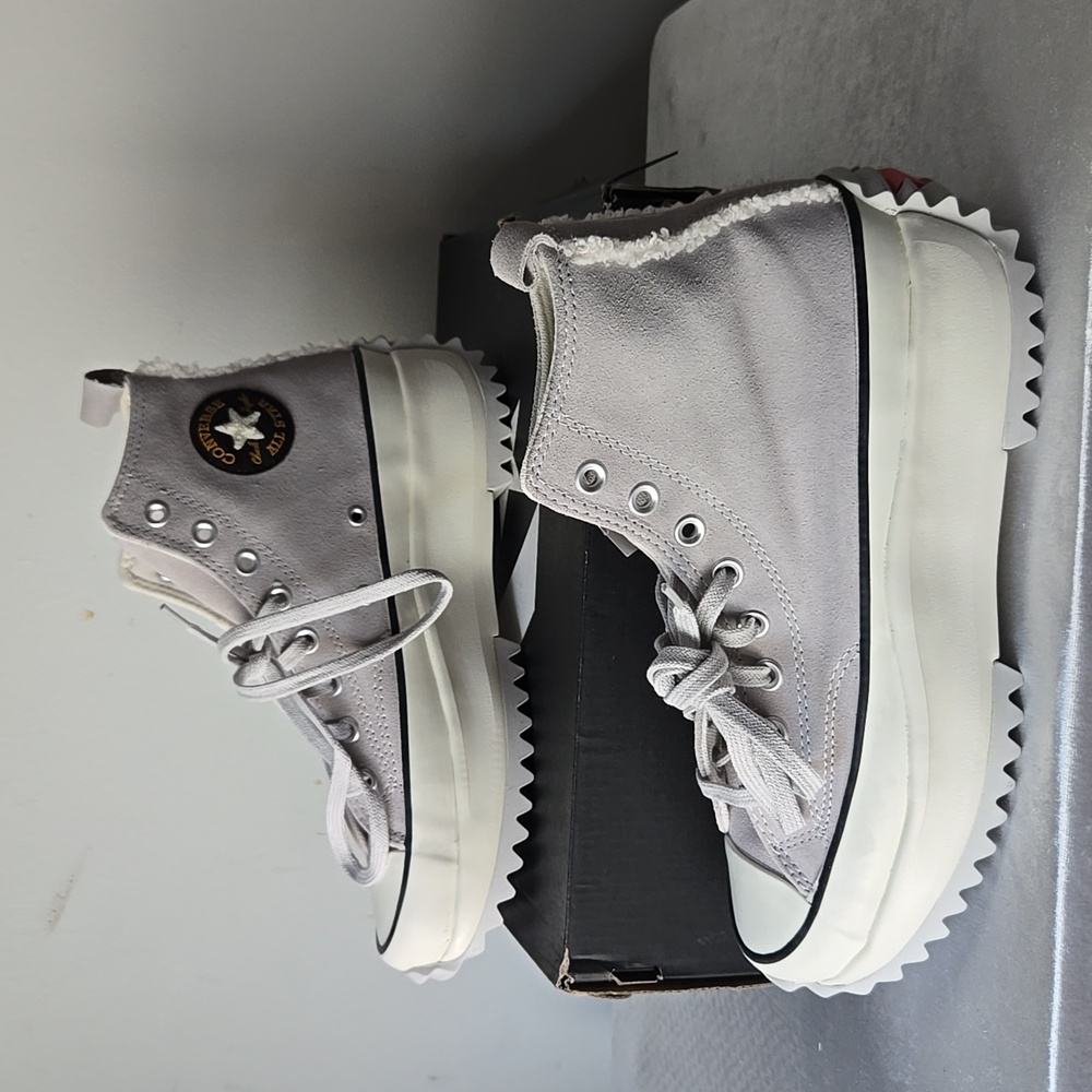 Converse Run Star Hike Hi Suede Platform Sneaker Grey Women's US 10 - Picture 3 of 4